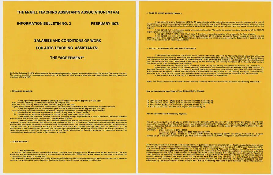 MTAA Information Bulletin No. 3 (February 1976), AGSEM Archives, Vol. 3.1 &ldquo;MTAA Early Negotiation Documents.&rdquo;